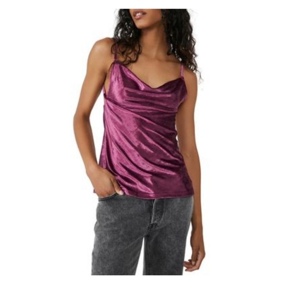 Free People All Night Velvet Camisole in Fig Jam Size S